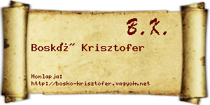 Boskó Krisztofer névjegykártya